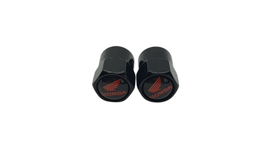 Honda Valve Cap Set Black/Red Honda Valve Cap Set Black/Red