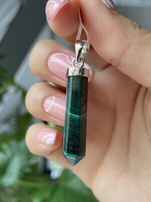 Malachiet kettinghanger (025 zilver) Malachiet kettinghanger (025 zilver)