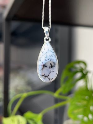 Dendriet agaat hanger (925 zilver) (veilig voelen, rust, helende werking baarmoeder)