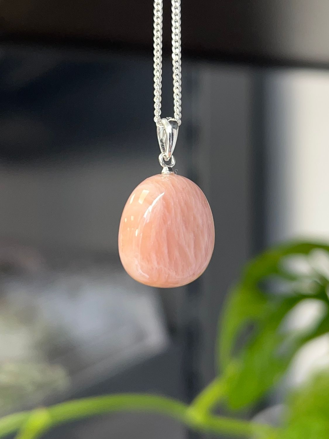 (925 sterling) maansteen kettinghanger (intuïtie, vrouwelijkheid, vruchtbaarheid)