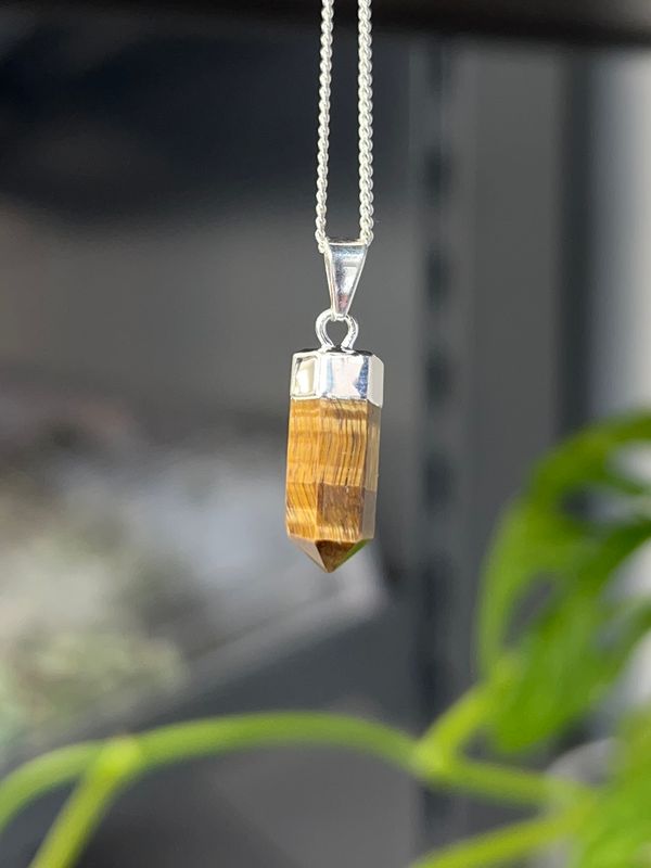 (zilver plated) tijgeroog kettinghanger/pendant