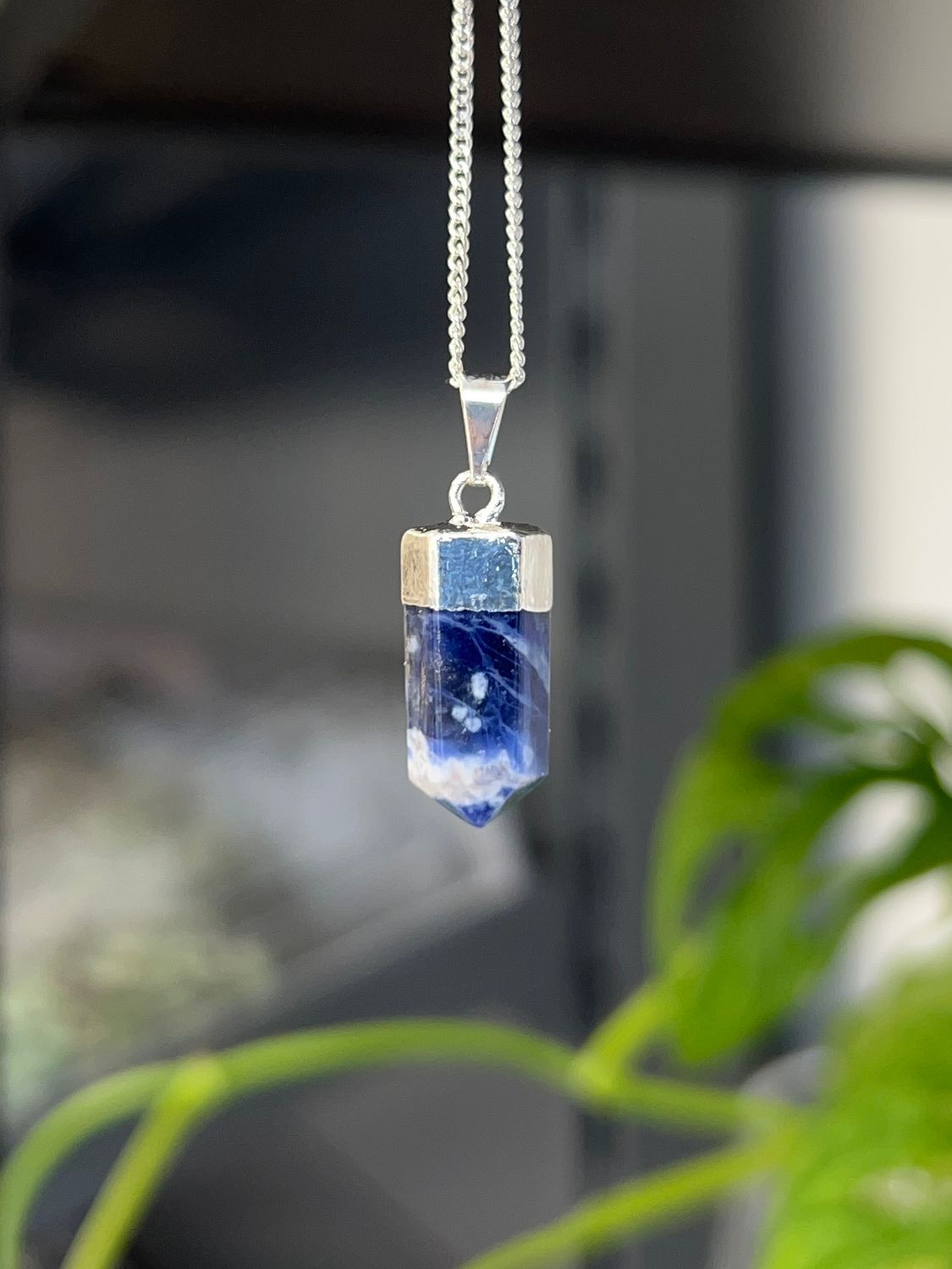 (zilver plated) sodaliet kettinghanger/pendant