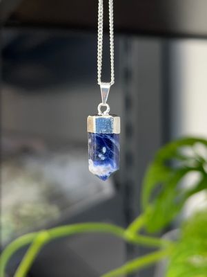 (zilver plated) sodaliet kettinghanger/pendant