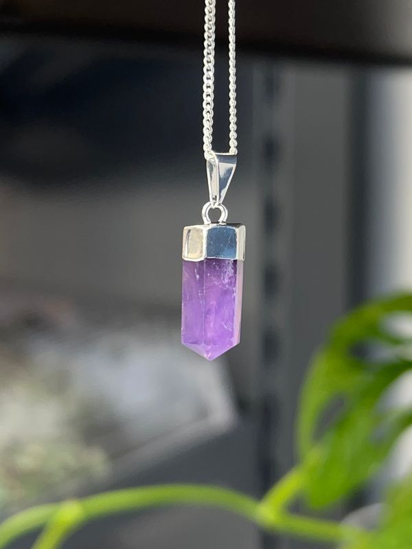 (zilver plated) amethist kettinghanger/pendant