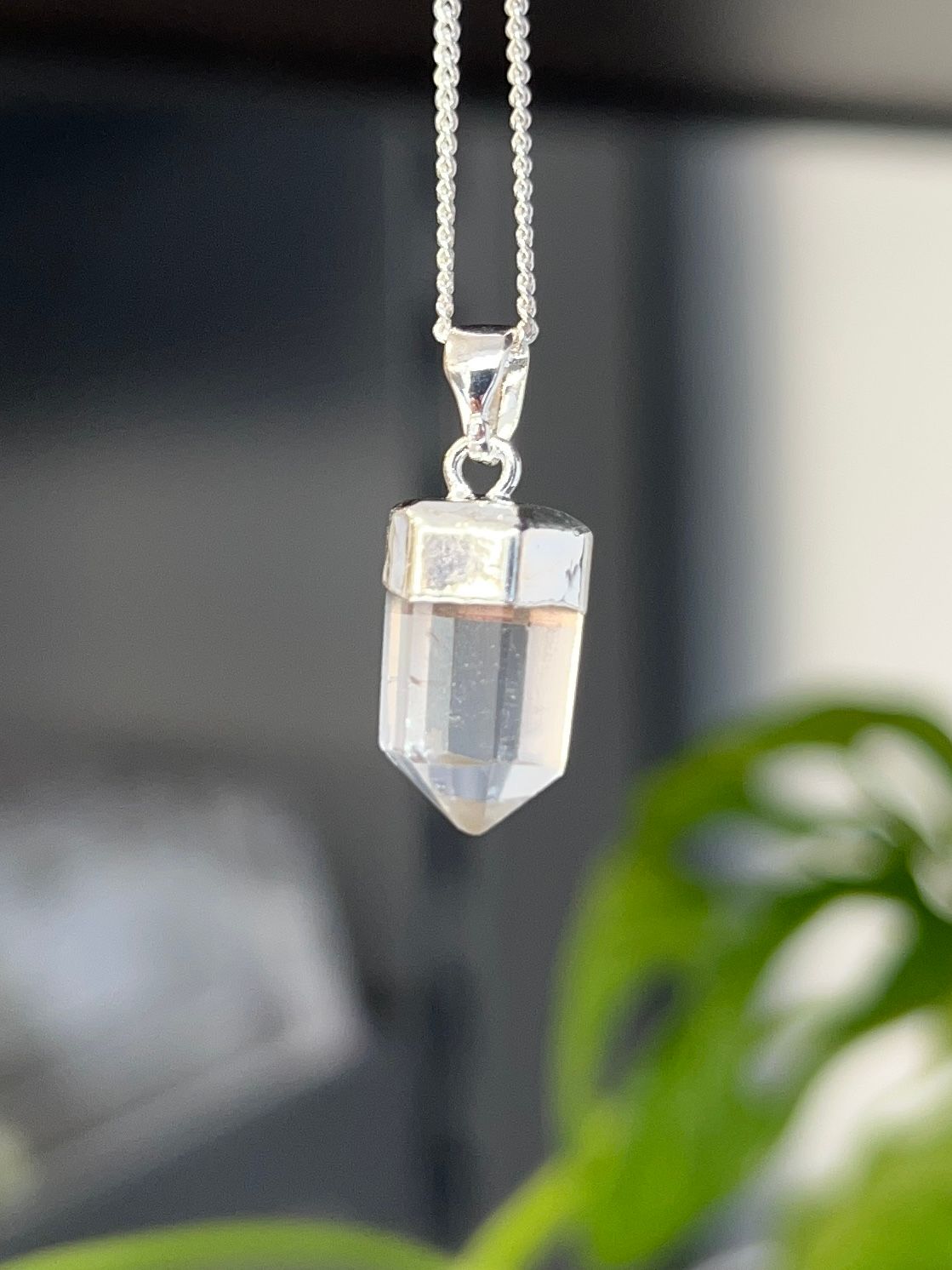 (zilver plated) bergkristal kettinghanger/pendant