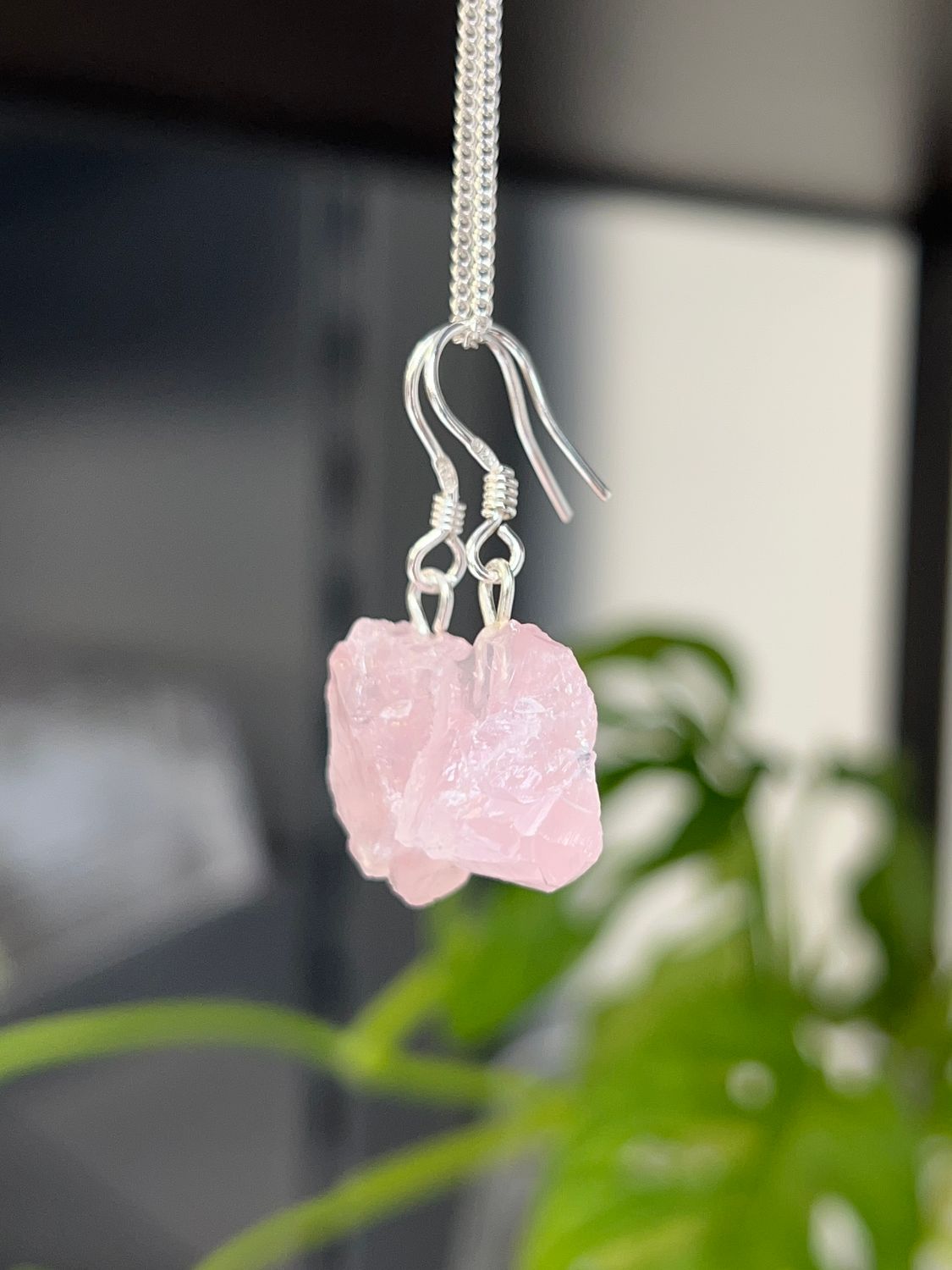 (925 sterling) rozenkwarts oorbellen