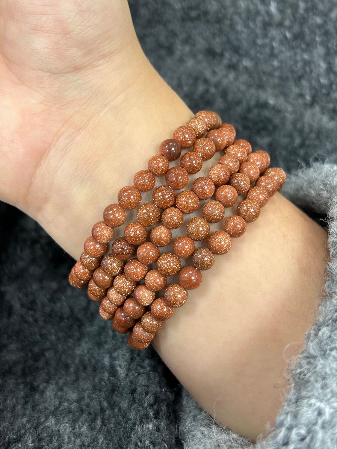 goudsteen armband 6mm (veel glitter)
