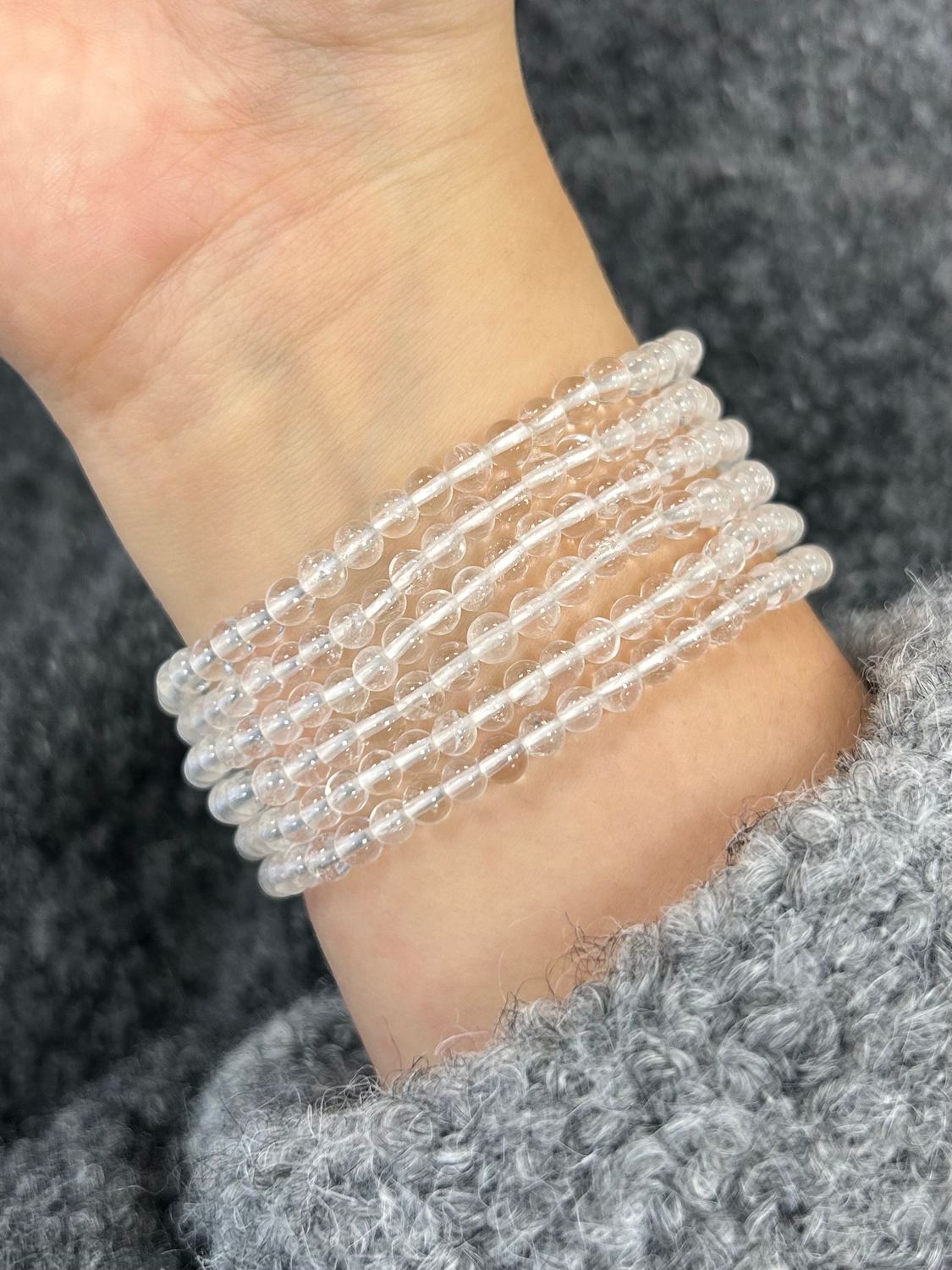 Bergkristal Armband (4mm) (helend, reguleert energie, pijnstillend)