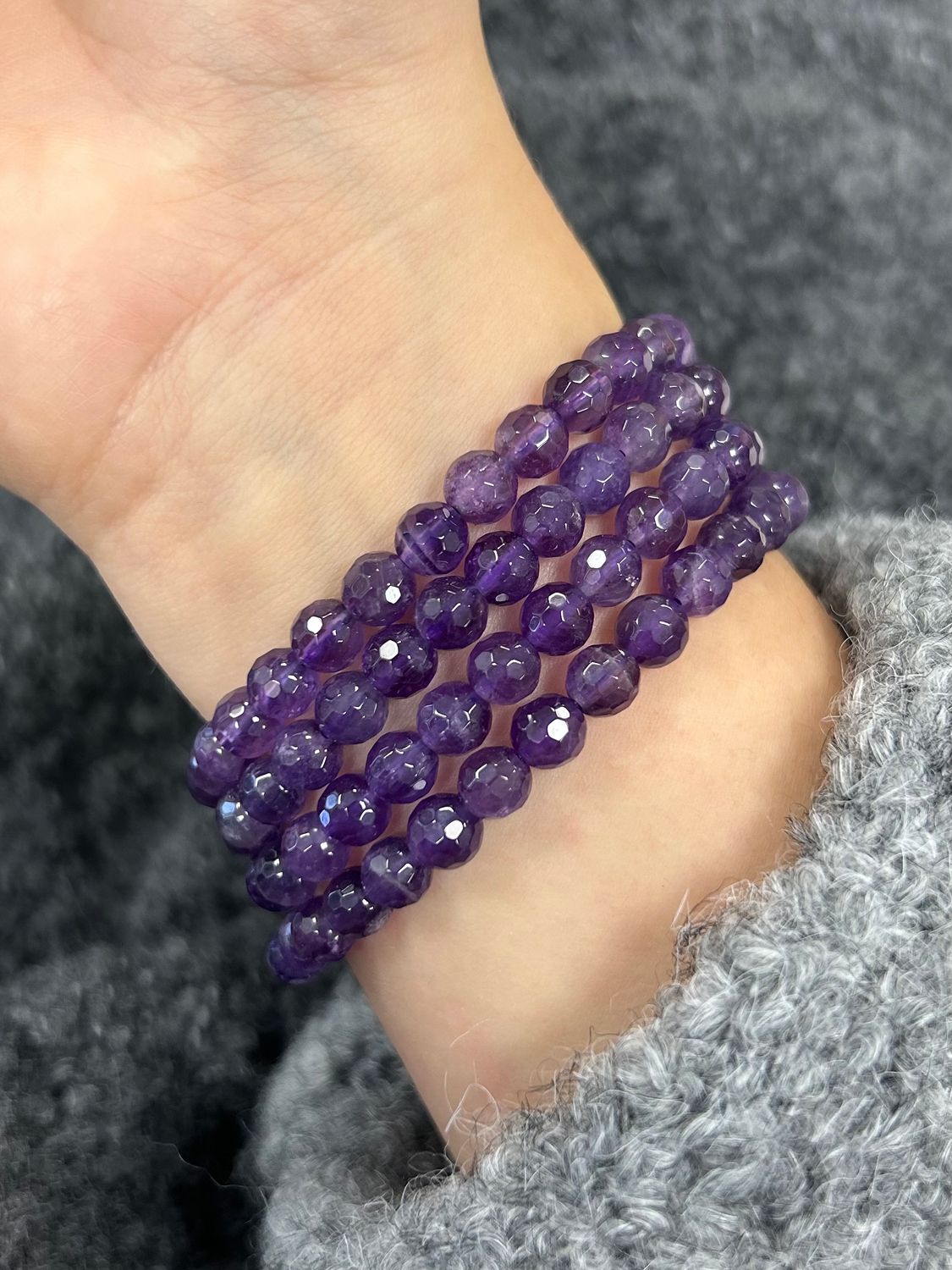 Amethist facet geslepen armband 6mm (innerlijke rust, doorbreken slechte gewoontes, beschermend)