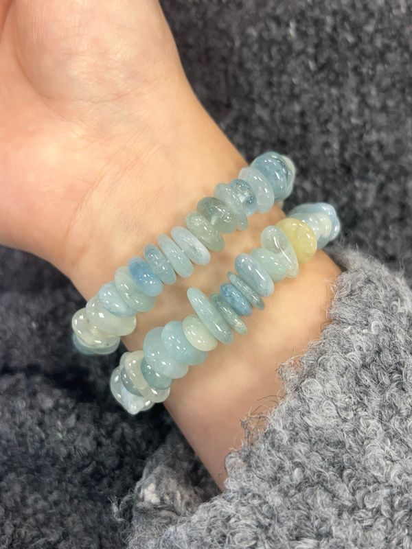 Aquamarijn disc bracelet (doelgericht, onbezorgd, kalmerend)