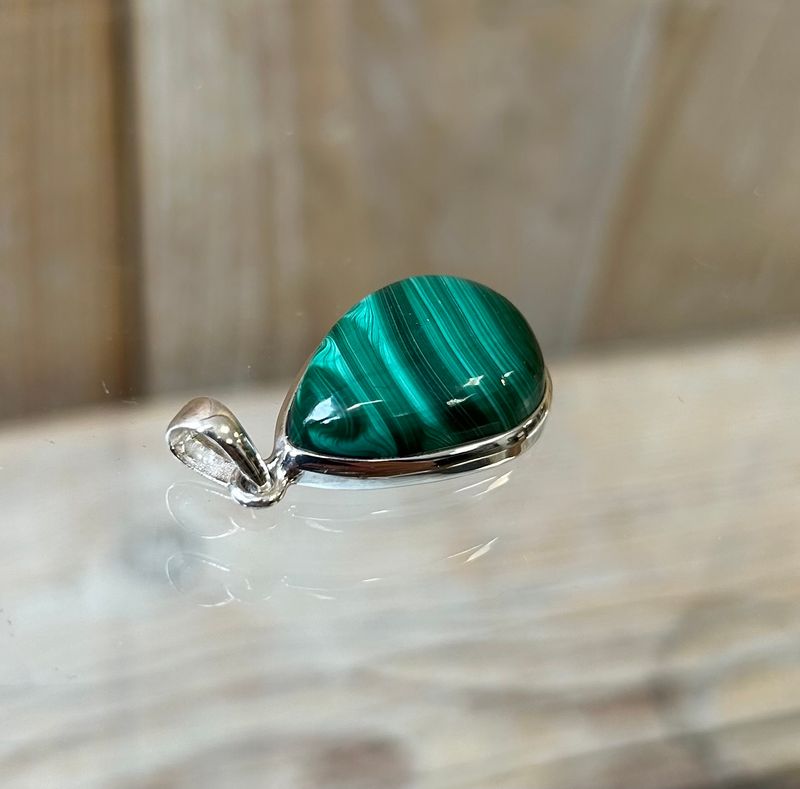 Malachiet Zilveren Hanger (925)