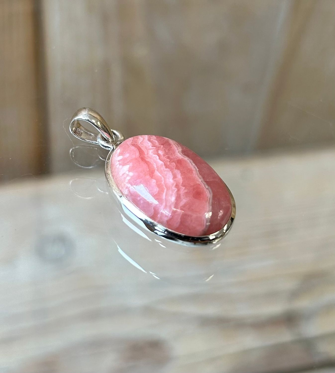 Rhodochrosiet  Zilveren Hanger (925)