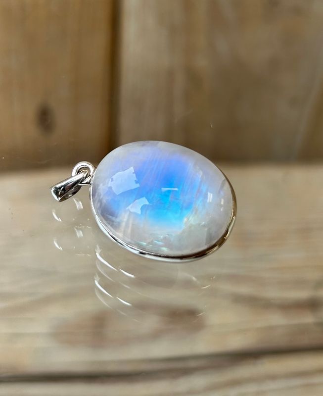 Regenboog Maansteen Zilveren Hanger (925)