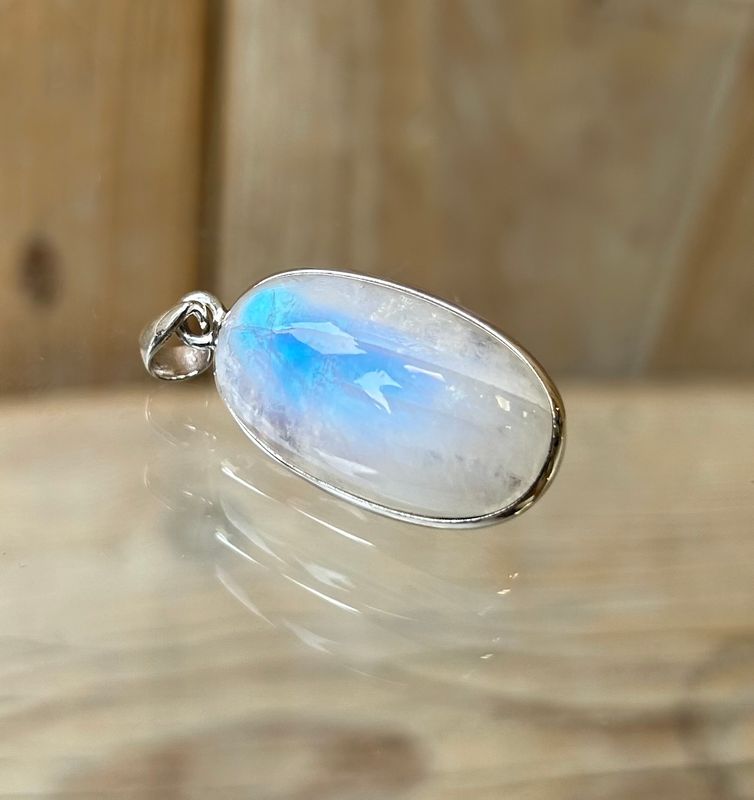 Regenboog Maansteen Zilveren Hanger (925)