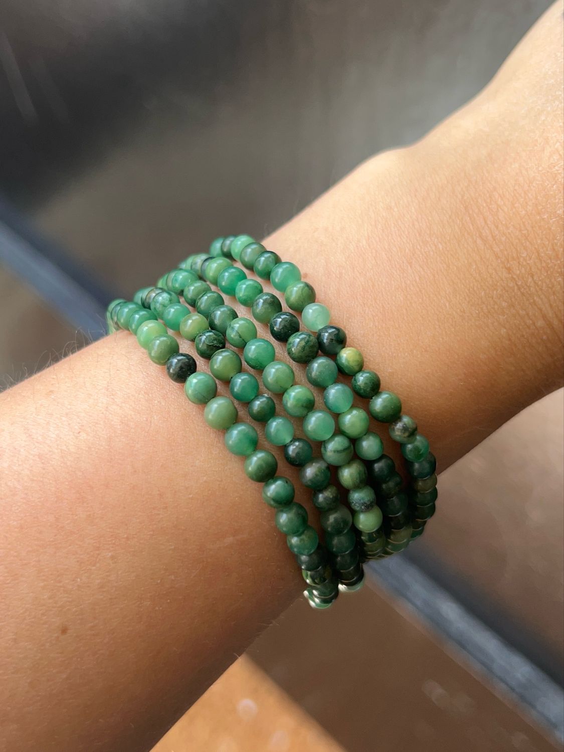Afrikaanse jade kogelarmband (4mm)