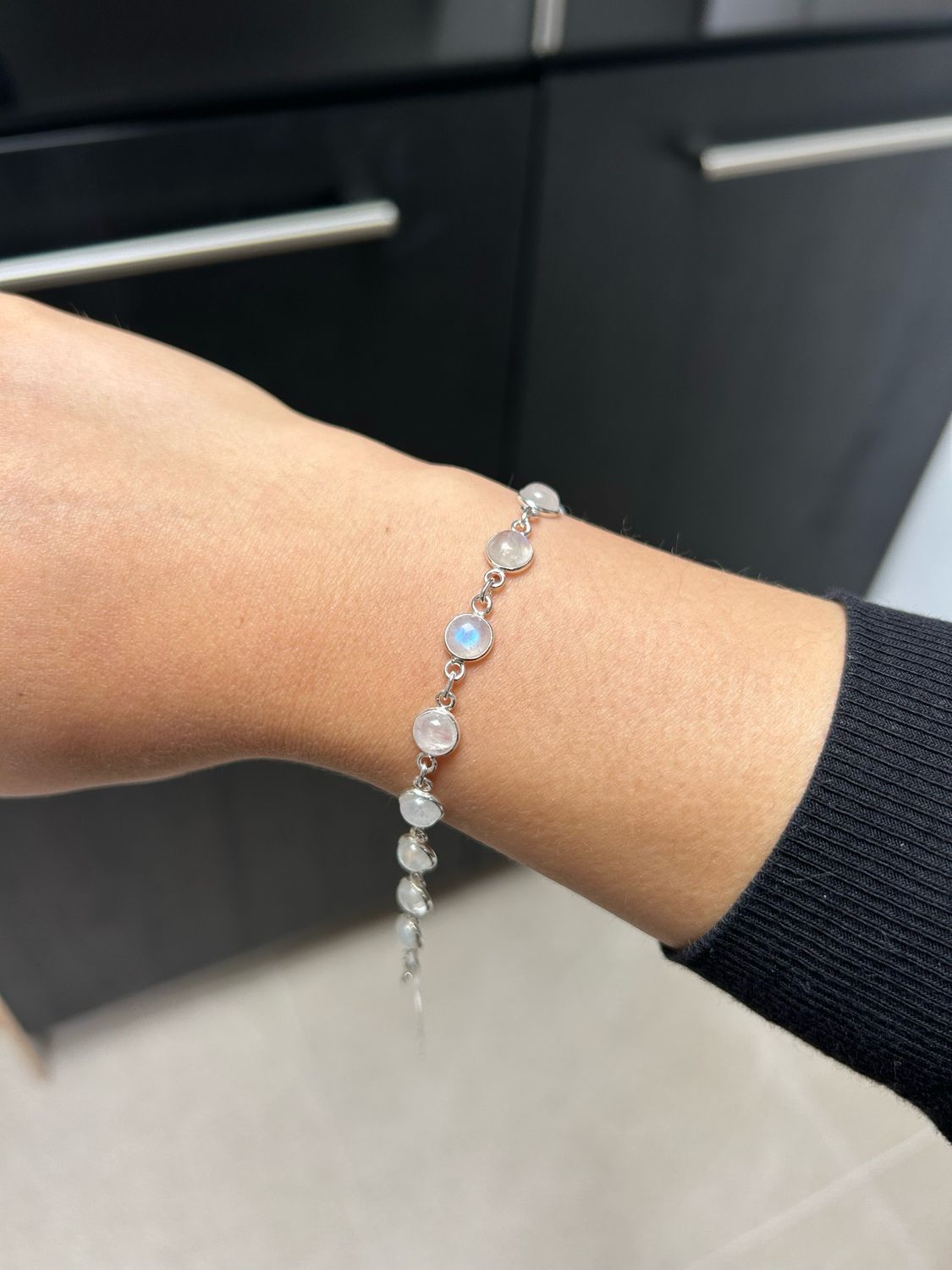 Regenboog maansteen zilver 925 armband