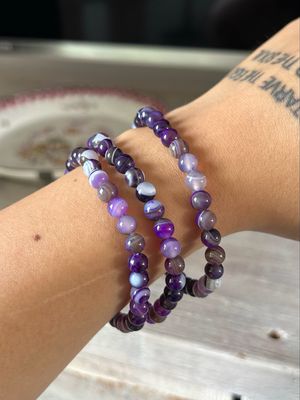 Paarse agaat kogelarmband 6mm (gekleurd)