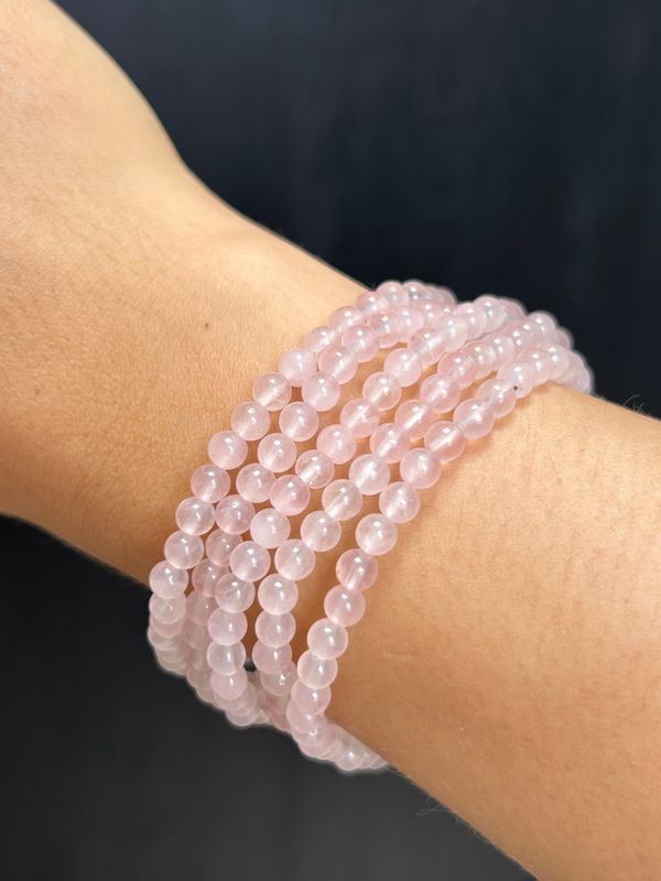 Rozenkwarts armband (4mm) (bevordert liefde, compassie, empathie)