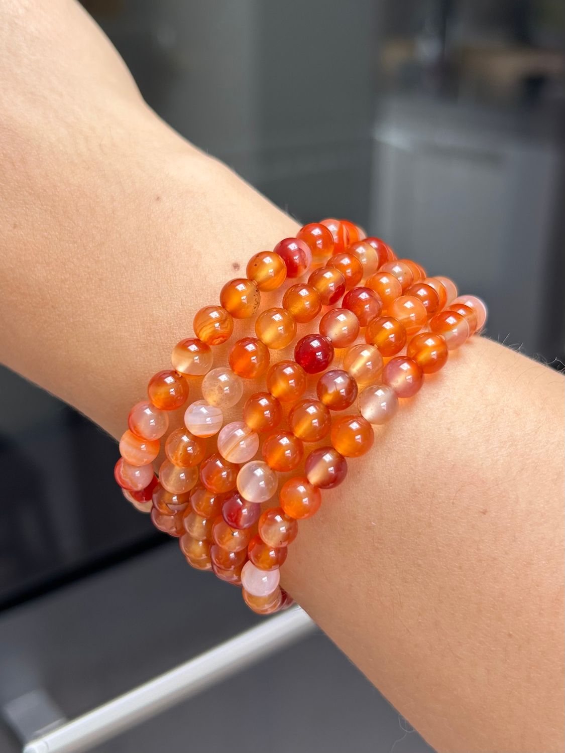 Carneool armband (6mm) (geeft kracht, moed en energie, positief effect heeft op de seksualiteit)