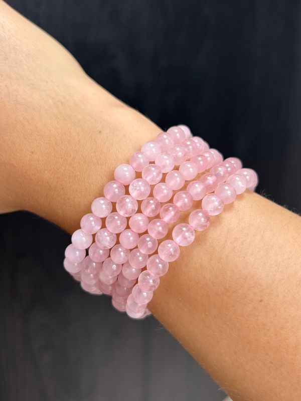 Rozenkwarts armband (6mm) (bevordert liefde, compassie, empathie)