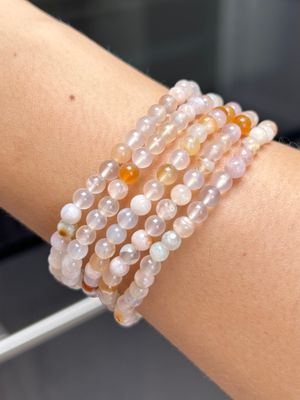 Bloem agaat armband  4mm (opbeurend, kalmerend, troostend)