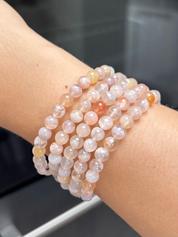 Bloem agaat armband  6mm (opbeurend, kalmerend, troostend)