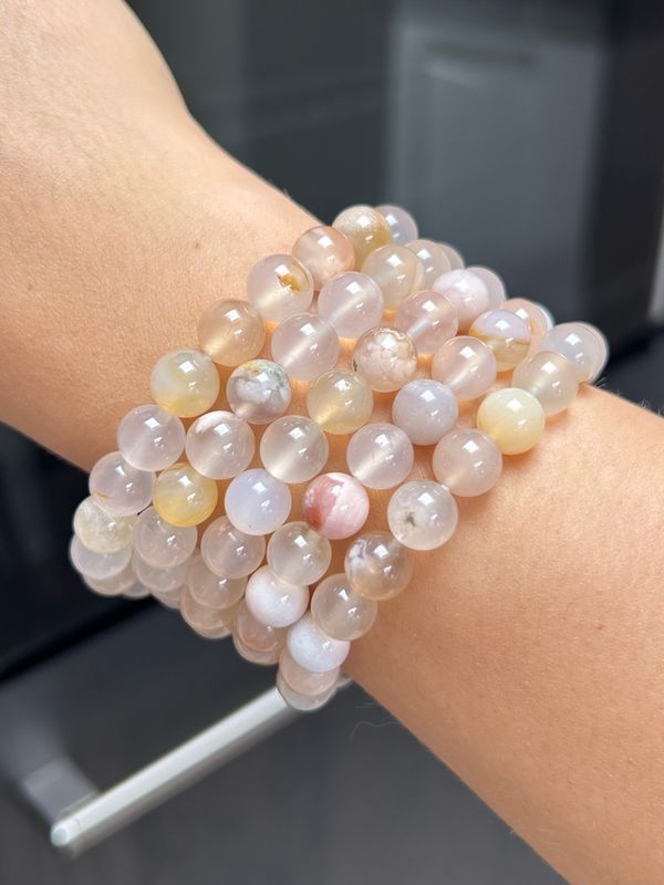 Bloem agaat armband  8mm (opbeurend, kalmerend, troostend)