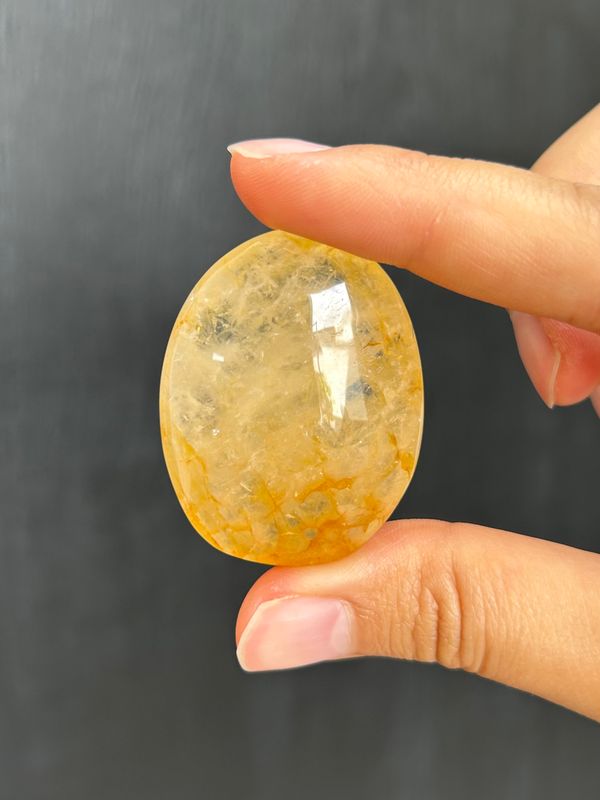 Limoniet kwarts (golden healer) palmsteen