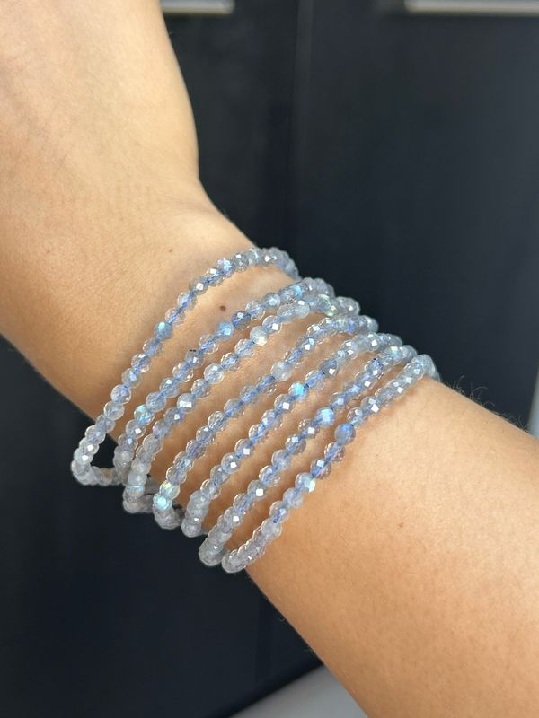 Labradoriet facet geslepen armband (beschermend, reinigt, vermindert angst)