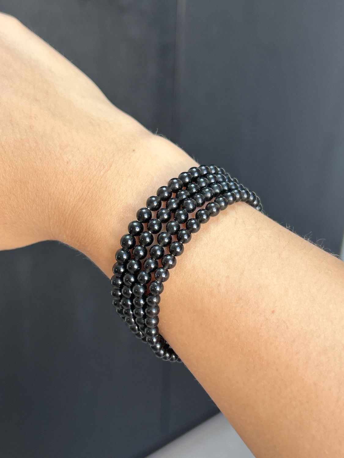 Zwarte obsidiaan kogel armband 4mm (ontwikkeling, inzicht, pijnstillend)