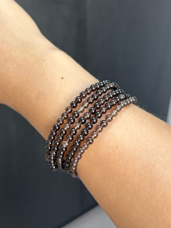 Rookkwarts armband 4mm (vermindert negatieve gedachten, beschermend, trauma verwerking)