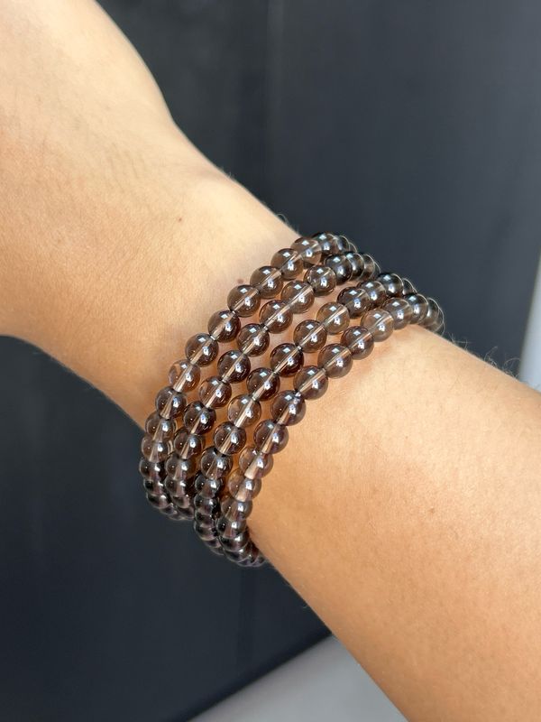 Rookkwarts armband 6mm (vermindert negatieve gedachten, beschermend, trauma verwerking)