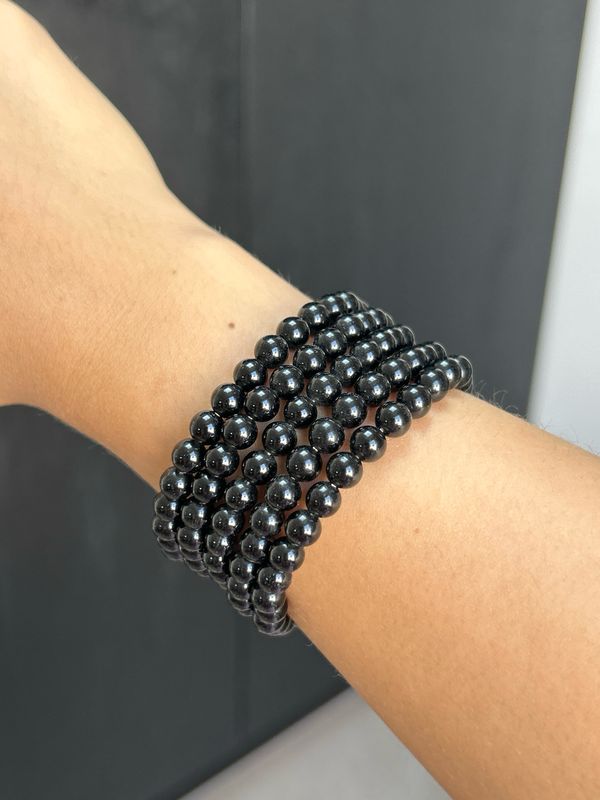Zwarte obsidiaan kogel armband 6mm (ontwikkeling, inzicht, pijnstillend)