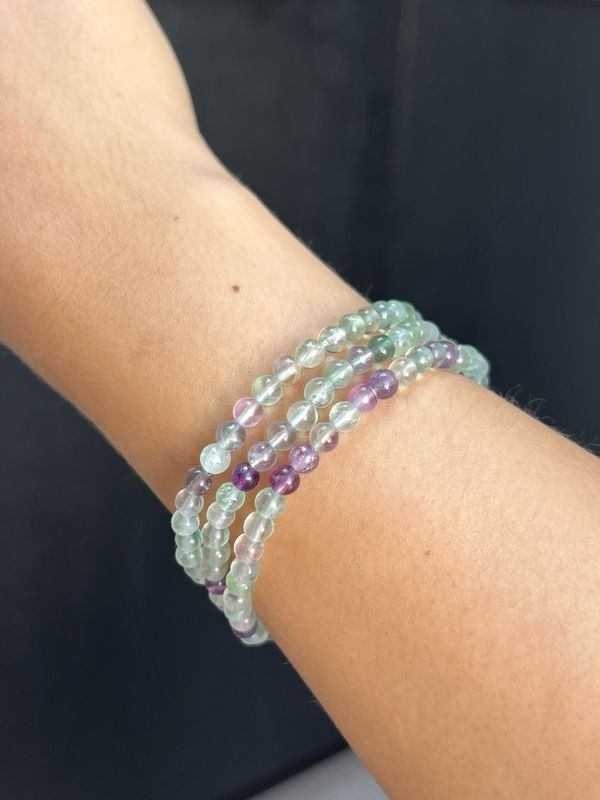 Fluoriet kogel armband 4mm (concentratie, beschermend, stabiliteit)