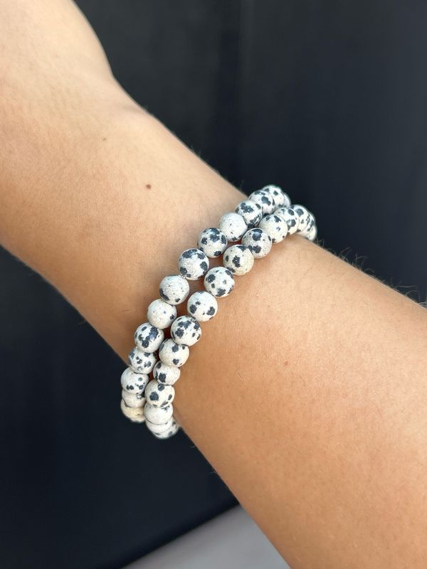 Dalmatier jaspis armband 6mm (creativiteit, tegen negatieve energie en straling)