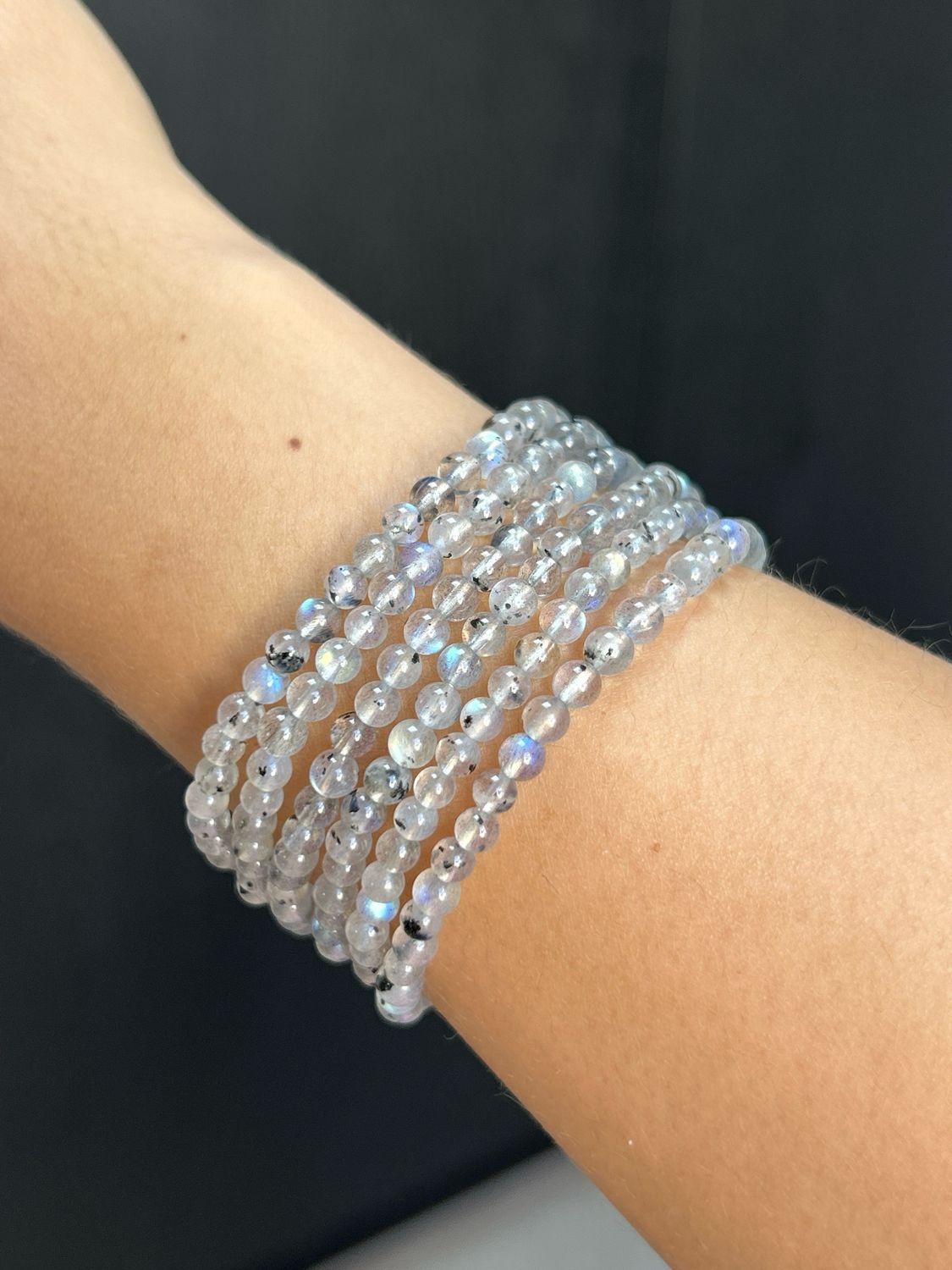 Labradoriet armband 4mm Kogel Armband (beschermend, reinigt, vermindert angst)