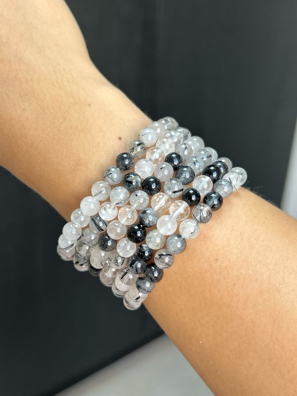 Toermalijn kwarts kogel armband 6mm(zelfvertrouwen, kracht, aardend)