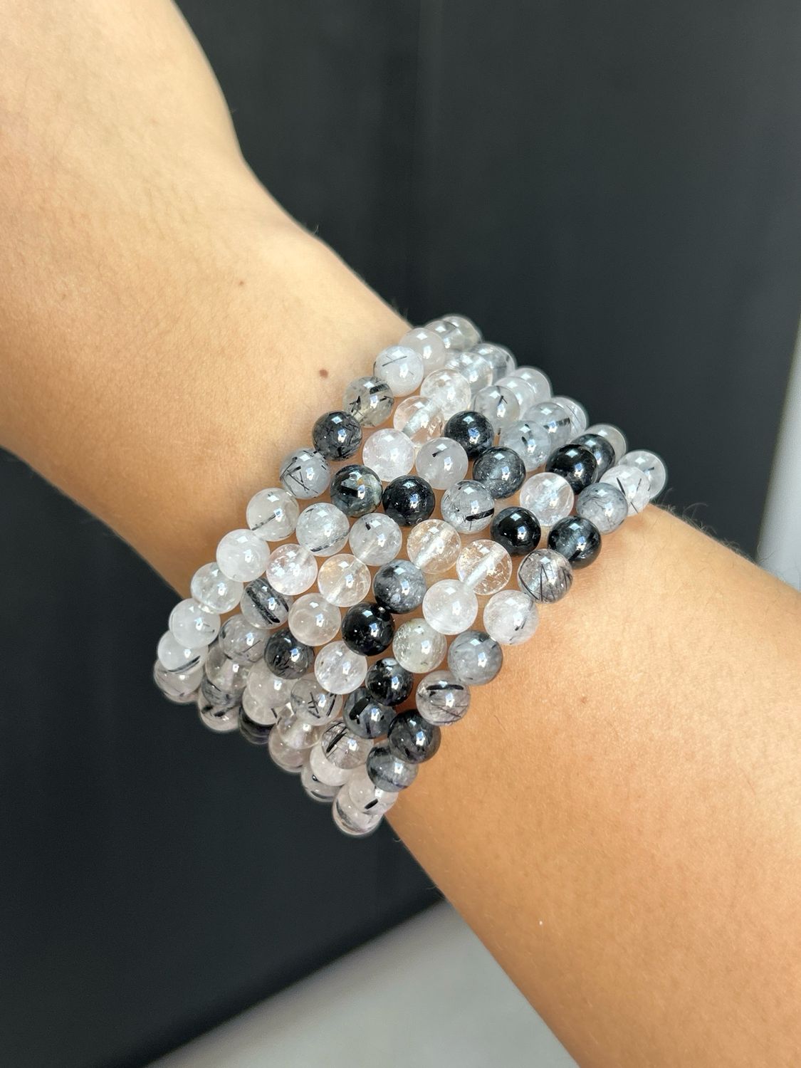Toermalijn kwarts kogel armband 6mm(zelfvertrouwen, kracht, aardend)