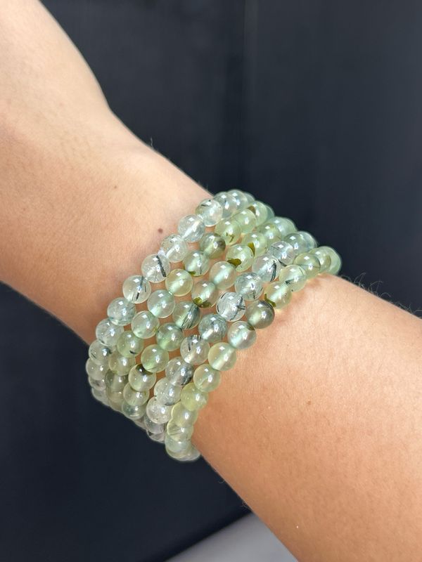 Prehniet & Epidoot armband 6mm (helend, loslaten oude patronen, versterkt energie van andere kristallen)