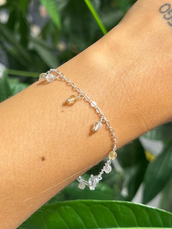 Chained armband citrien (zilver)