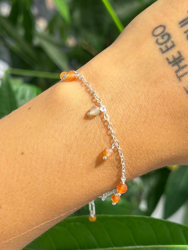 Chained armband carneool  (zilver)