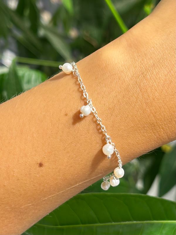 Chained armband parel (zilver)