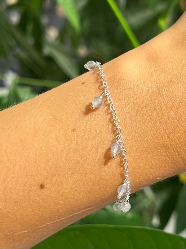 Chained armband labradoriet (zilver)