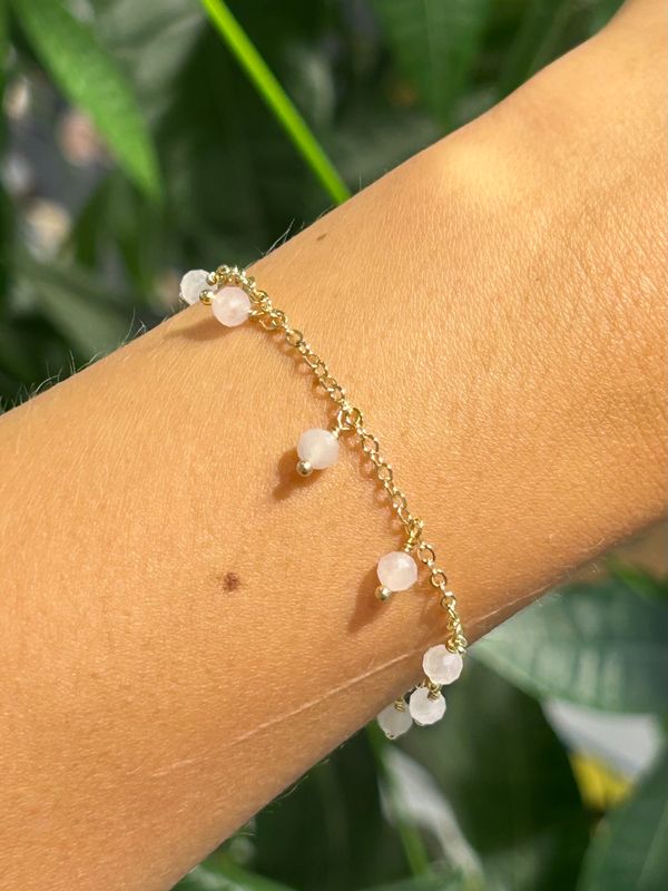 Chained armband regenboog maansteen (goud)