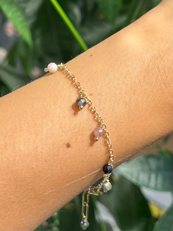 Chained armband mix toermalijn (goud)