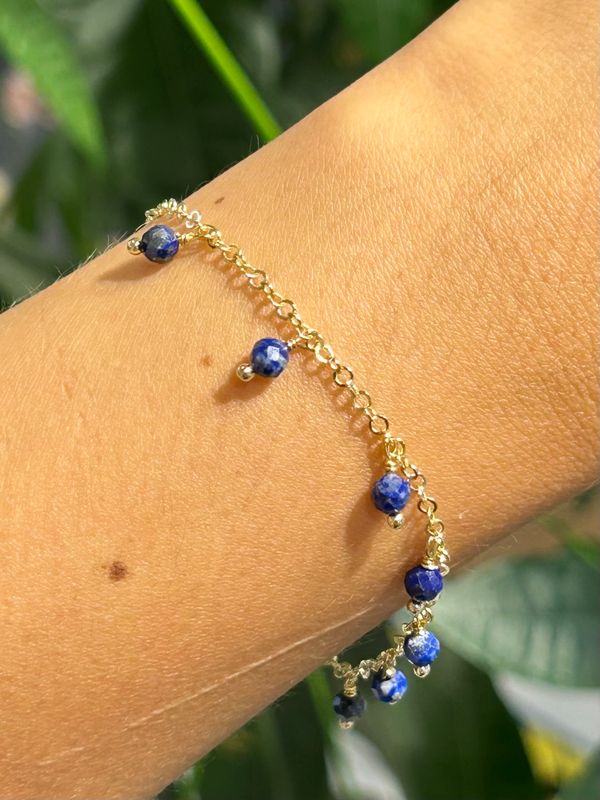 Chained armband lapis lazuli (goud)