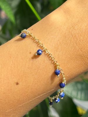 Chained armband lapis lazuli (goud)