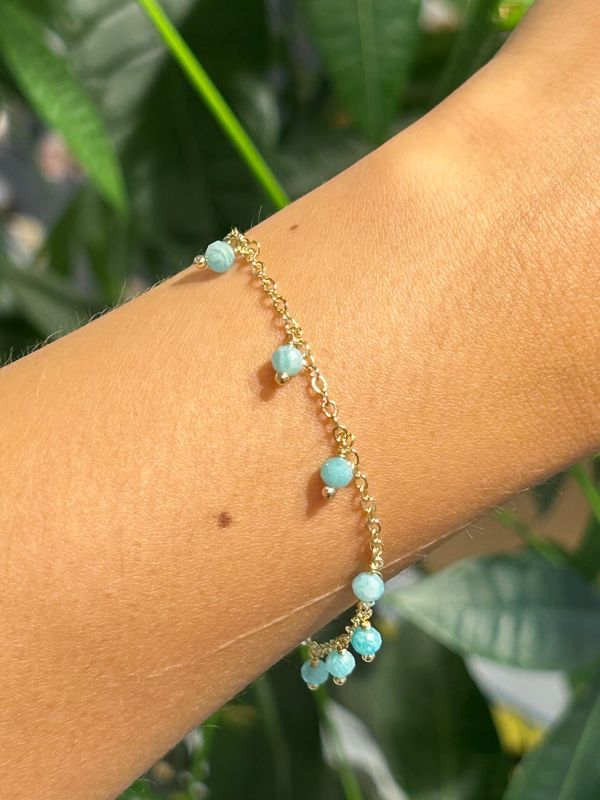 Chained armband amazoniet (goud)
