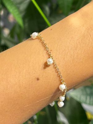 Chained armband parel (verguld roestvast staal) Chained armband parel (verguld roestvast staal)