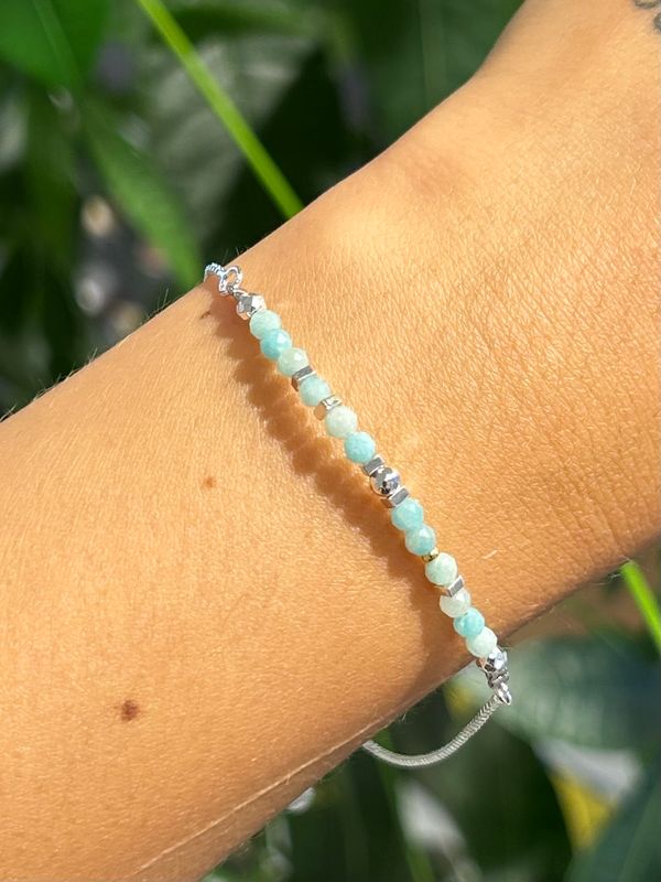 Original armband amazoniet (zilver)